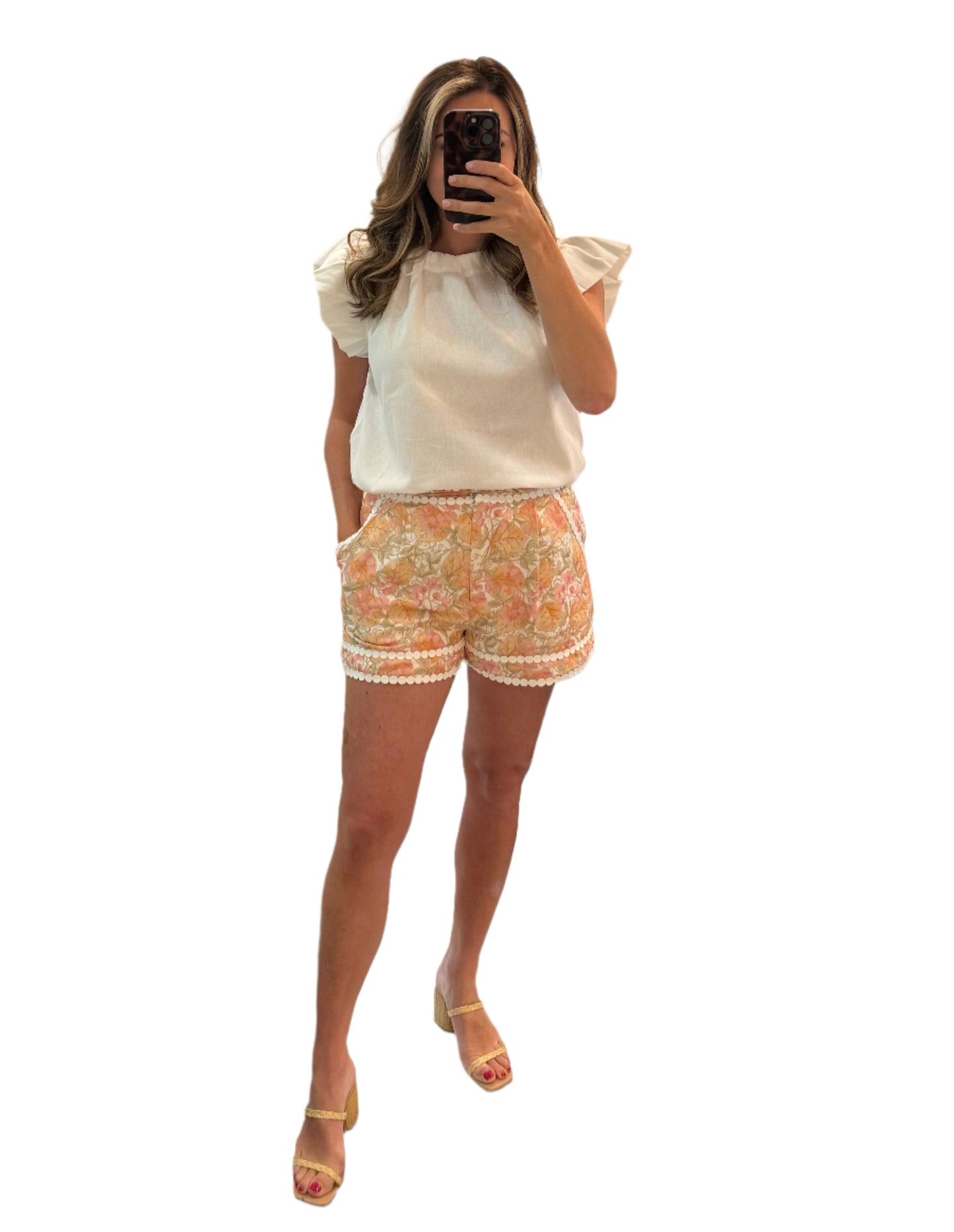 Sunny Days Print Trim Linen Shorts