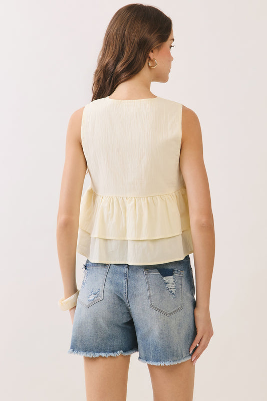 Fun & Flowly Button Down Top In Butter Yellow