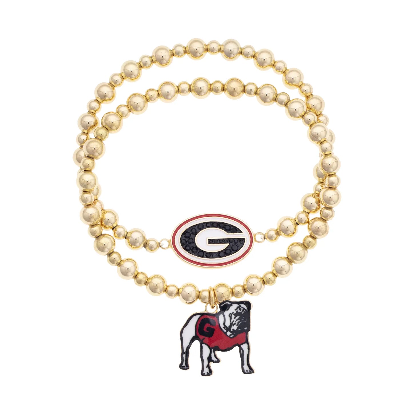 Georgia Bulldogs Ball Bead Bracelet Set of 2