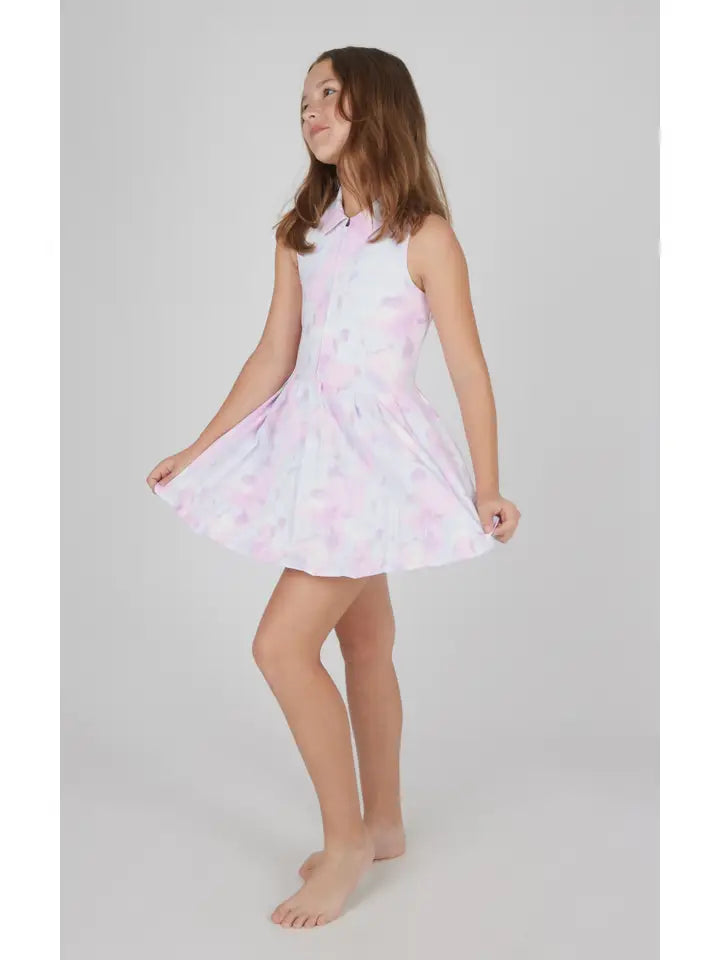 Girls Lavender Tie Dye Tennis Dress