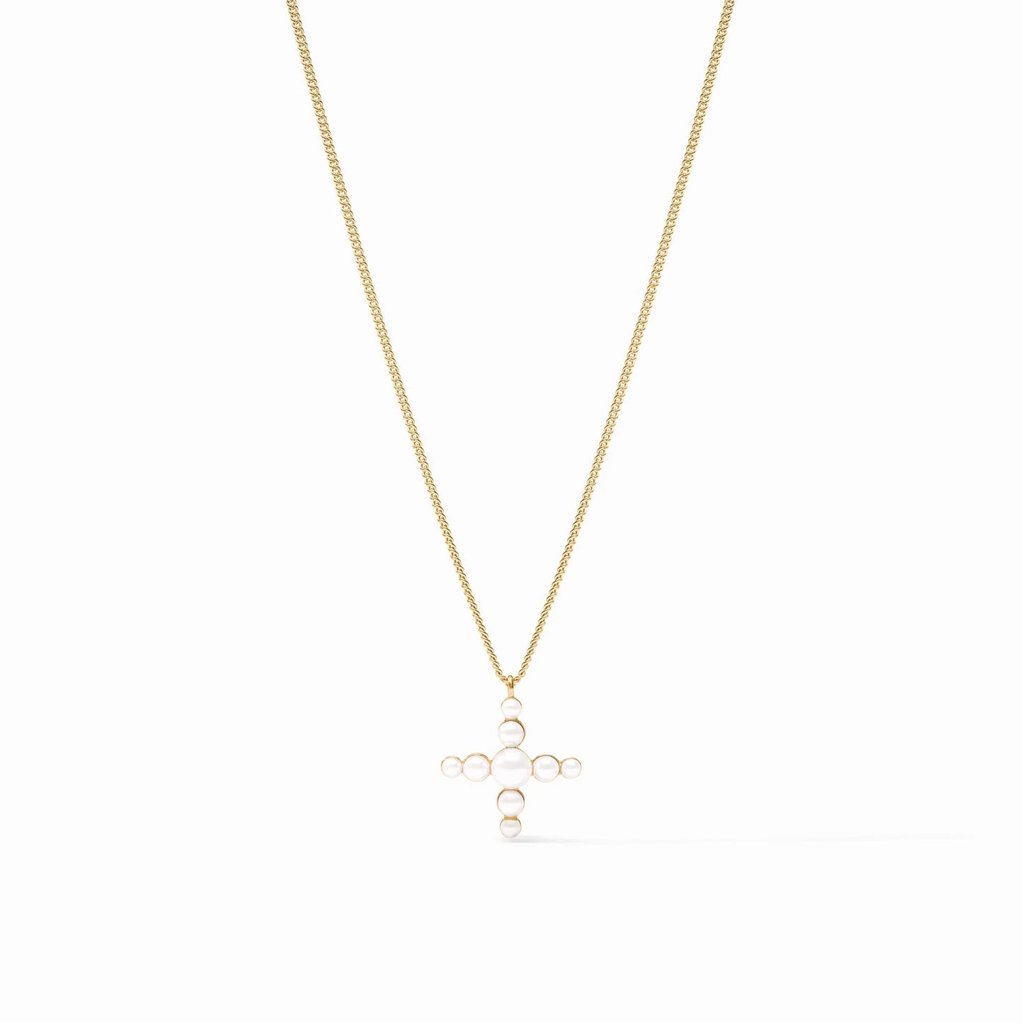 Julie Vos Gumdrop Cross Delicate Necklace In Pearl