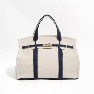 Handmade Premium Cotton Canvas Bag In Navy