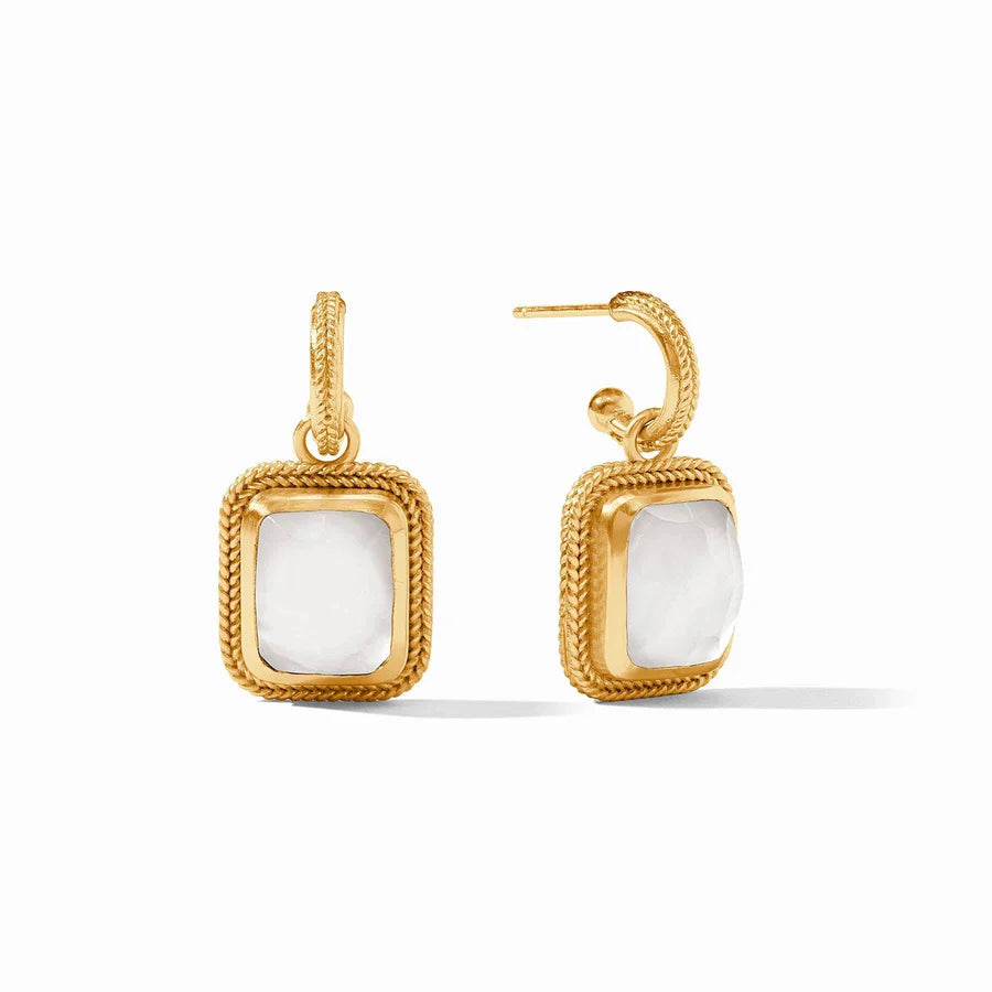 Julie Vos Cheval Hoop & Charm Earring Iridescent Clear Crystal