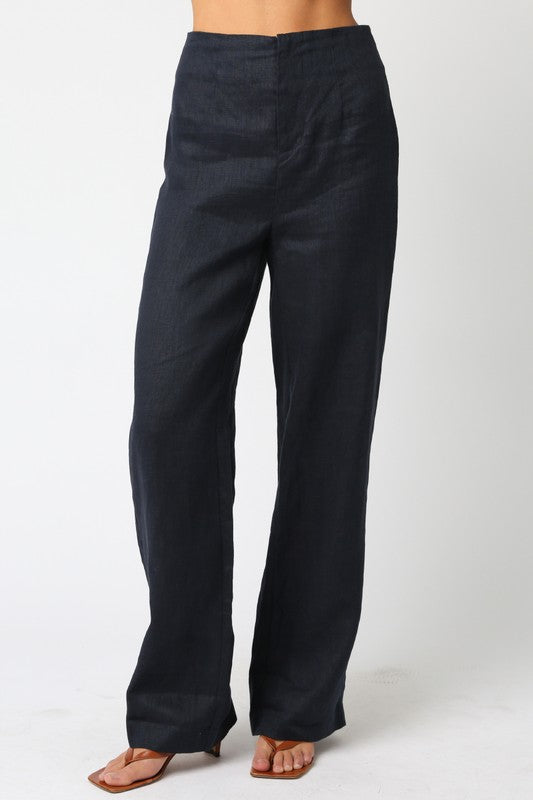 Blaire Linen Pants In Navy