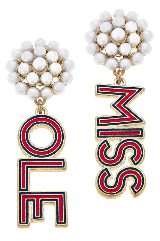 Ole Miss Pearl Drop Earrings