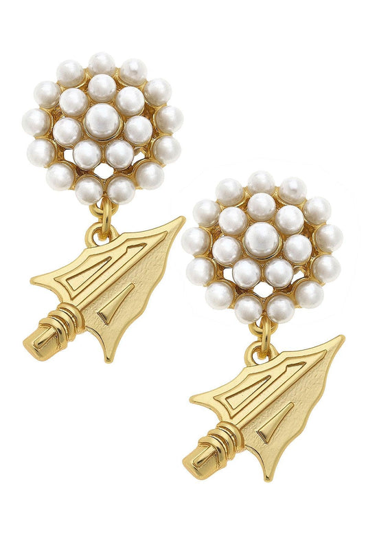 FSU Gold Pearl Cluster Earrings