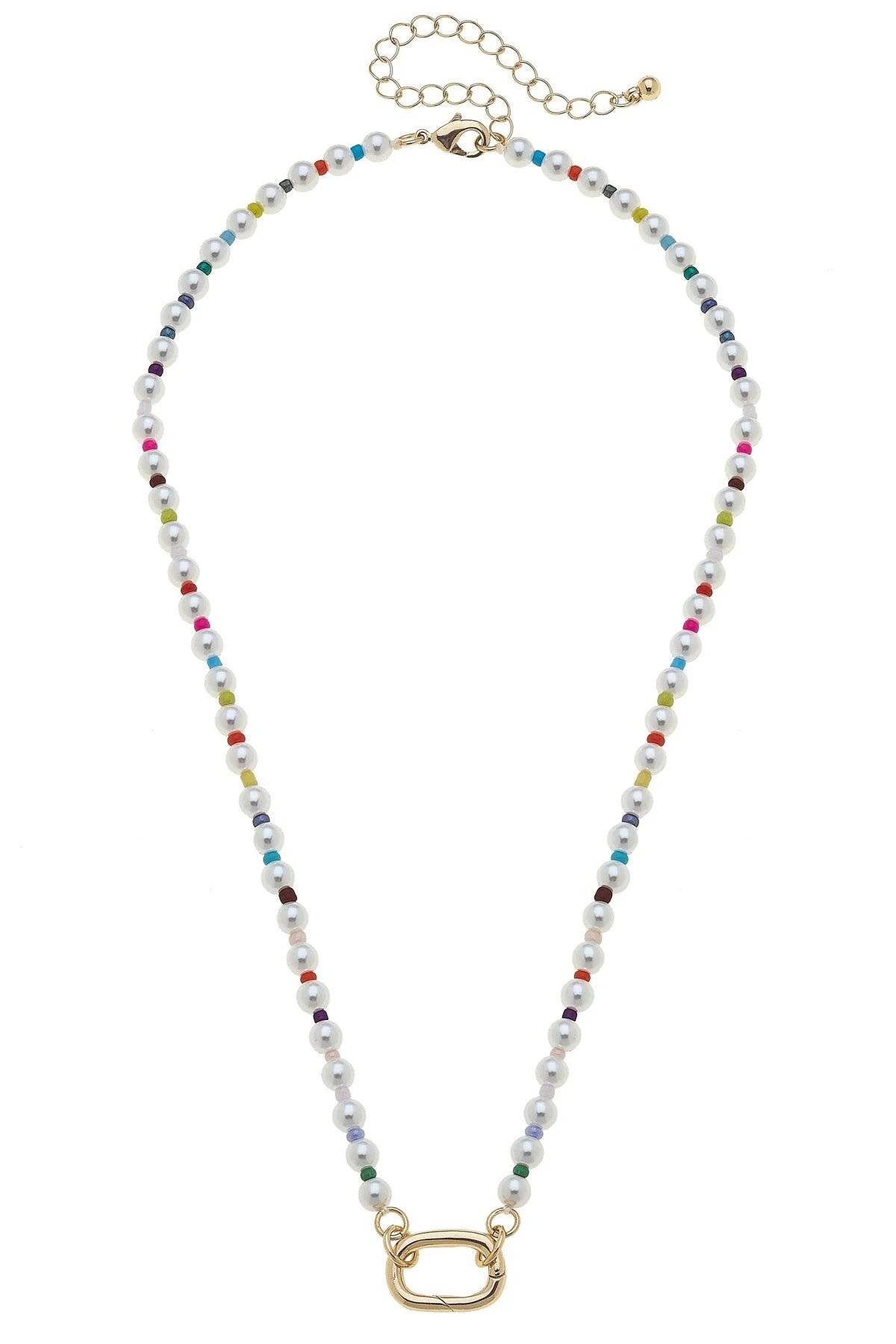 Mazie Rainbow Pearl Charm Necklace