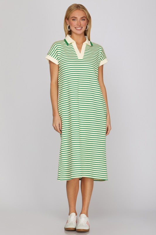 Weekend In Florida Midi Dress In Green