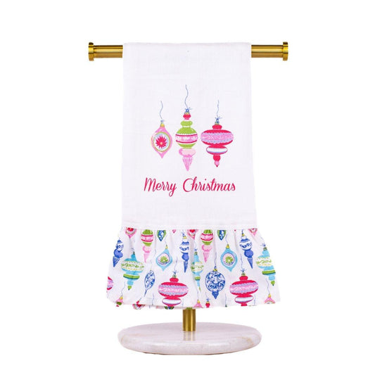 Whimsical Merry Christmas Ruffle Hand Towel