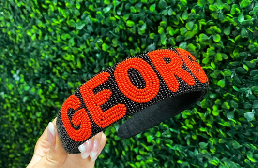 Beaded Georgia Headband in Black