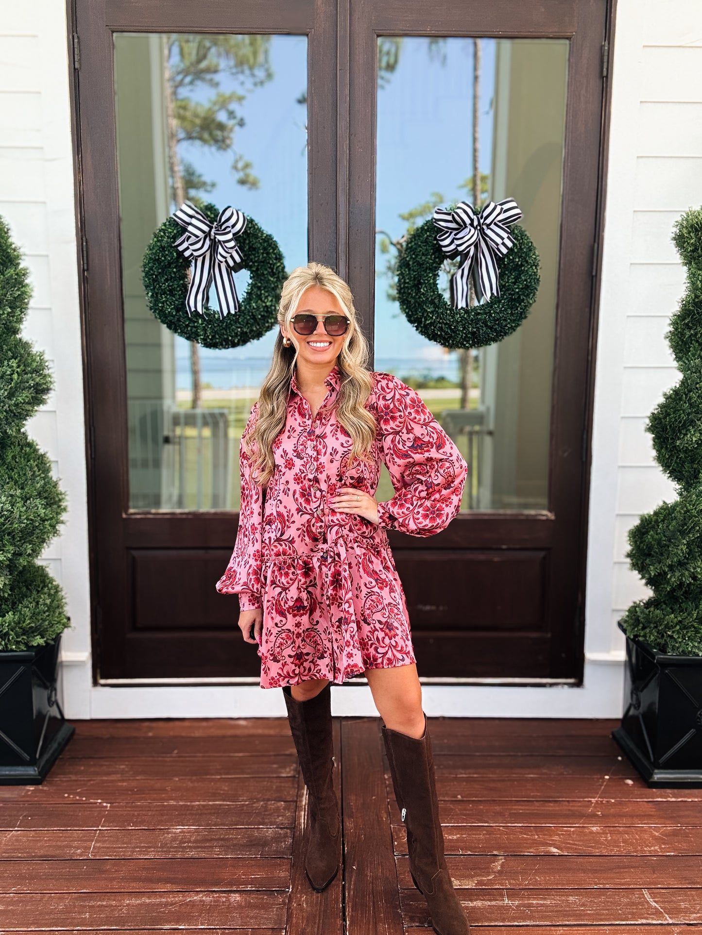 Fall Paisley Button Down Mini Dress