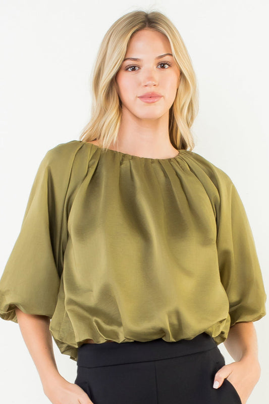 Sleek Flowy Top In Olive