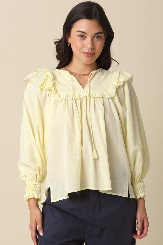 Jaida Ruffle Blouse In Light Yellow