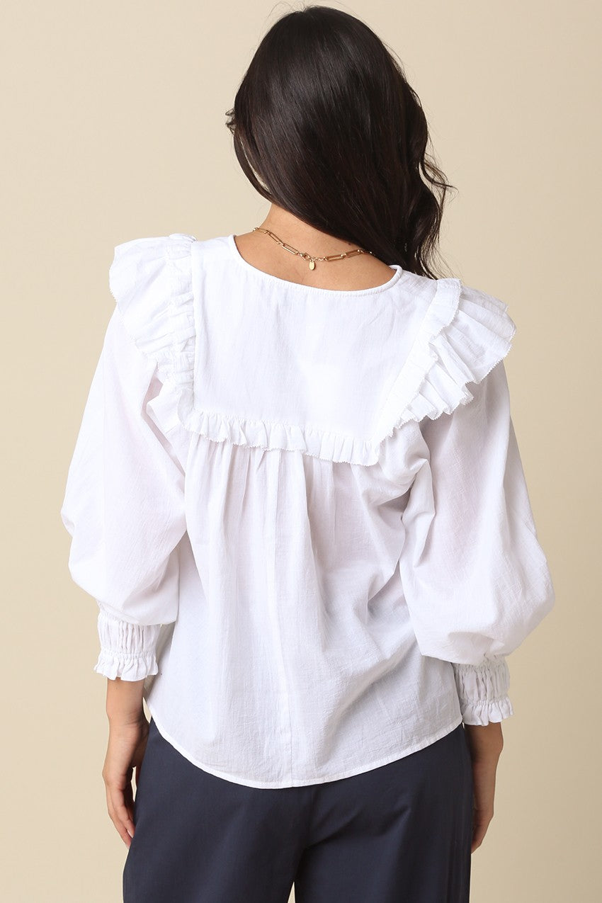 Jaida Ruffle Blouse In White