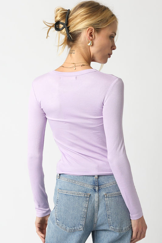 Jessie Long Sleeve Fit Top In Lavender