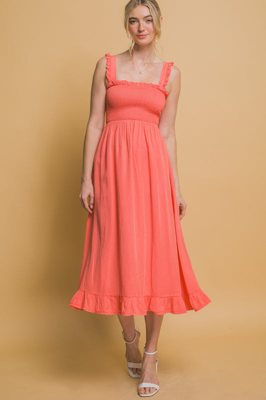 Lindsay Smocked Maxi Dress in Sunset