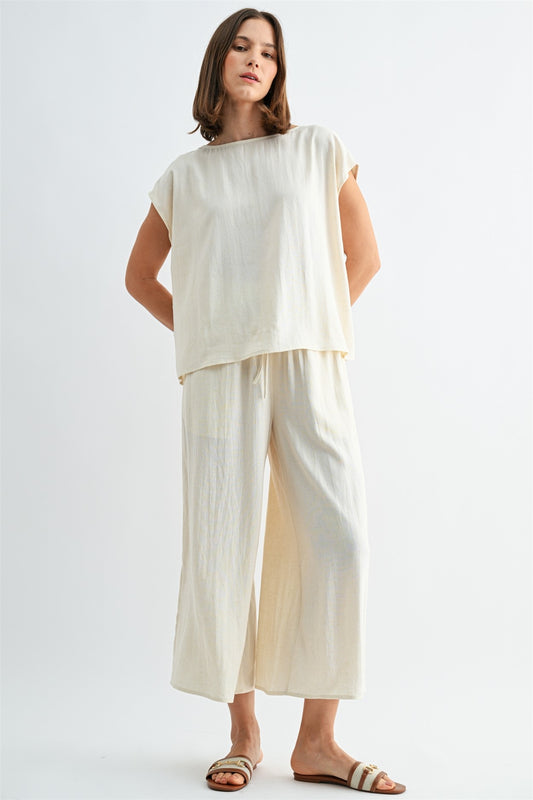 Linen Blend Set in Natural