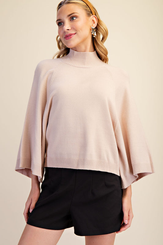 Marissa Mock Neck Wide Sleeve Sweater