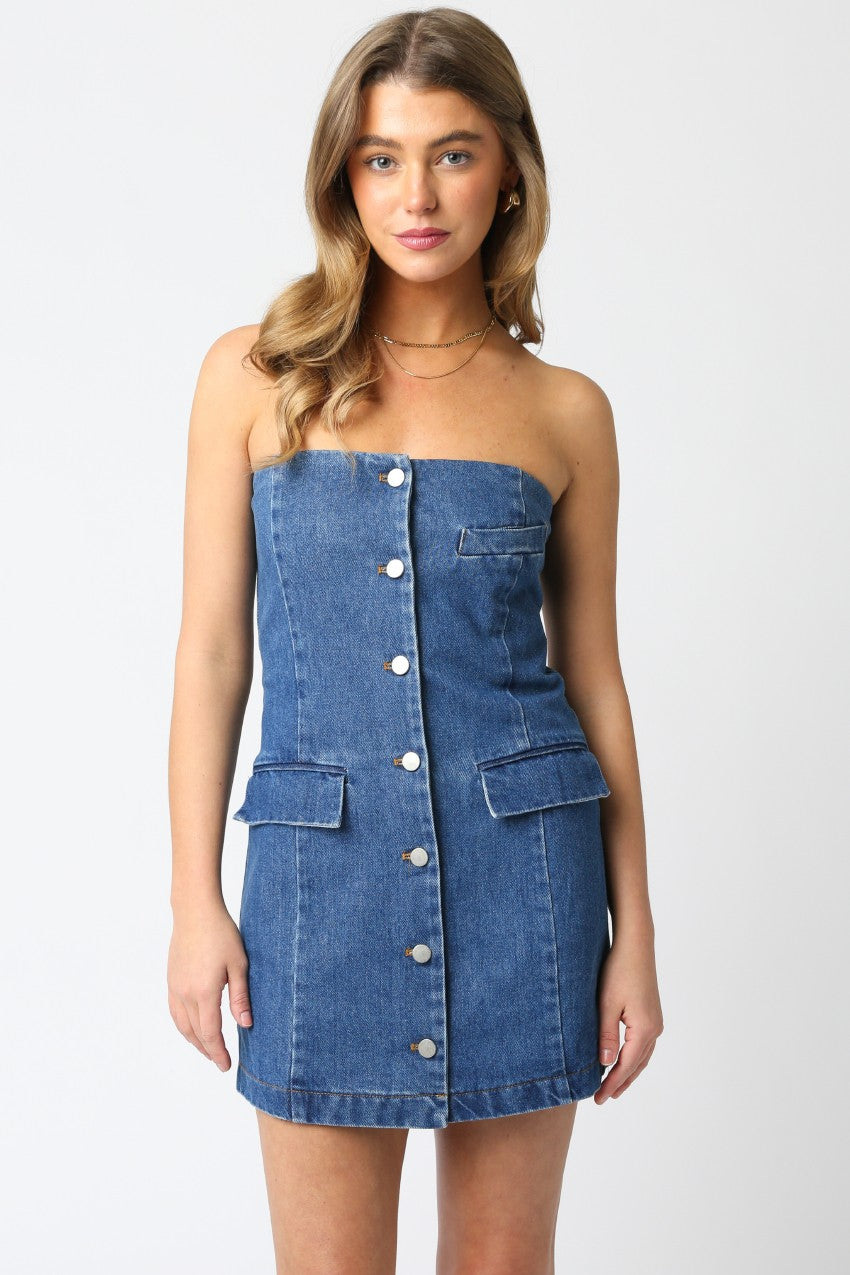 Marlyn Strapless Denim Dress