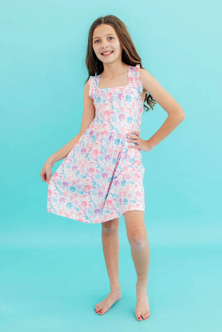 Mila & Rose Mermaid Tails Ruffle Cross Back Dress