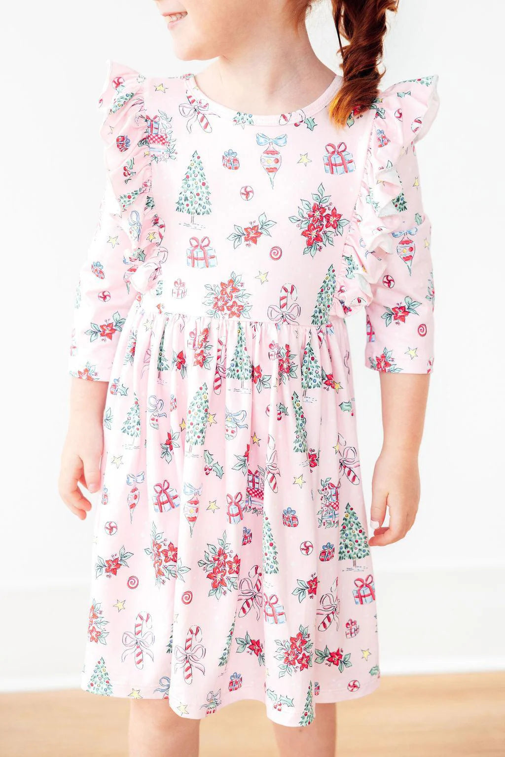 Mila & Rose Pink Christmas Ruffle Twirl Dress