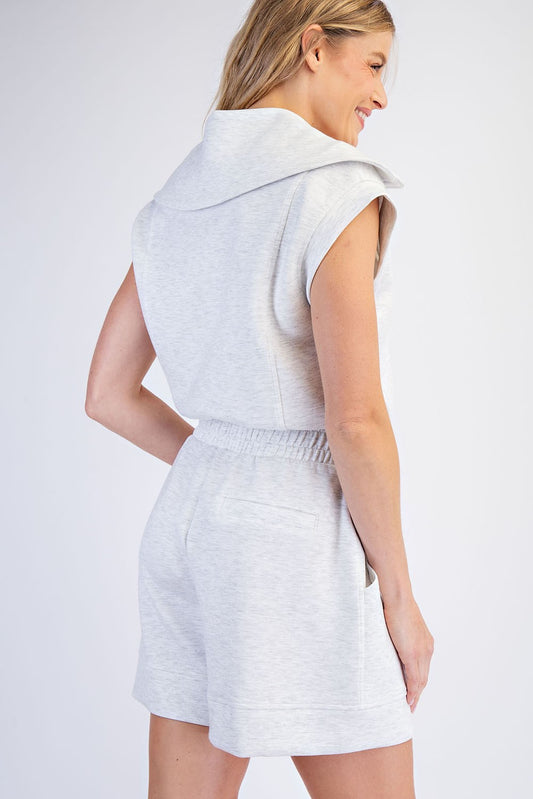 Modal Scuba Luxe Sleeveless Romper In Light Heather Grey