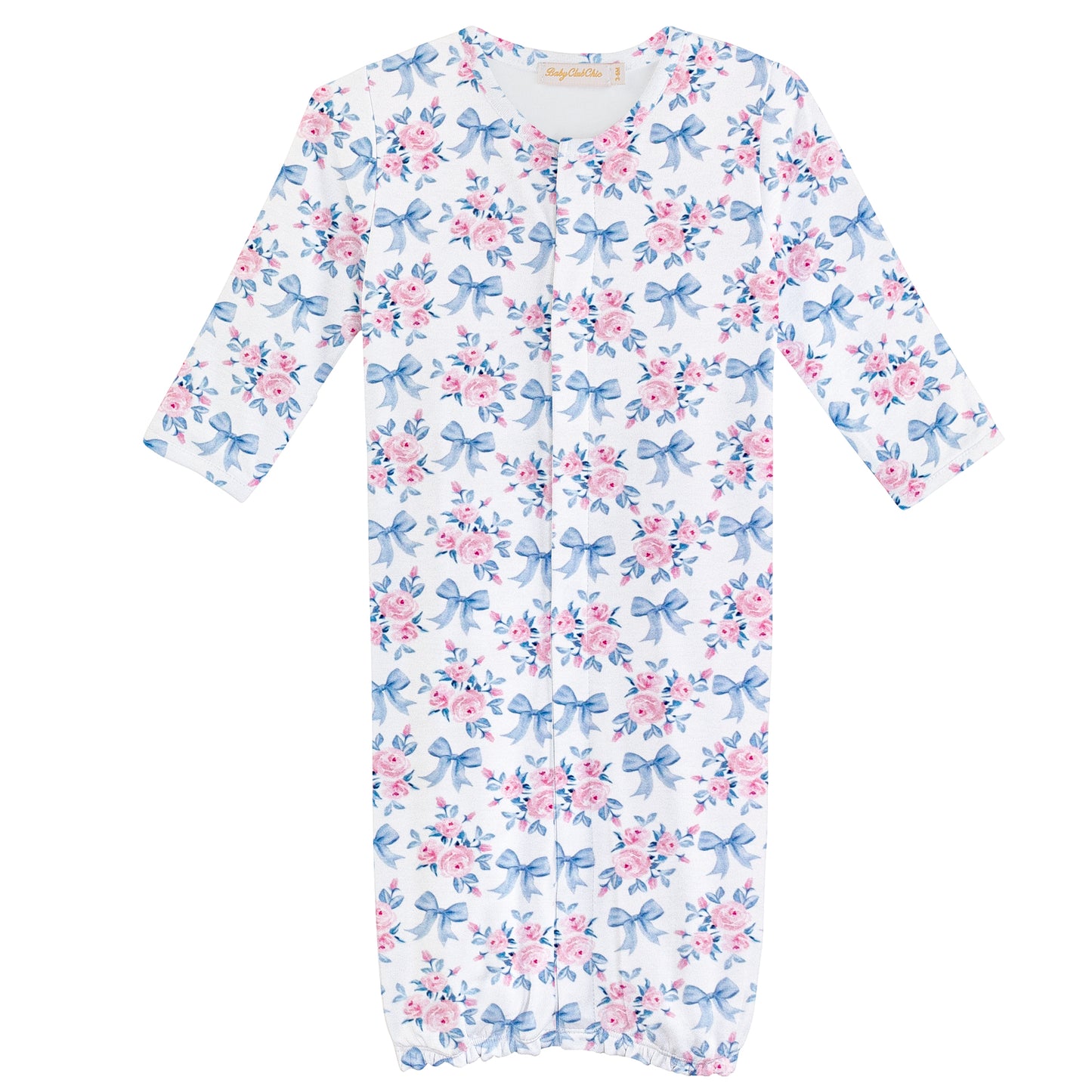 Baby Chic Blue Florals Bows Gown