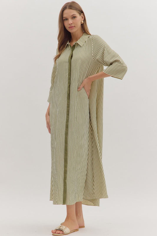 Olive Stripe Midi