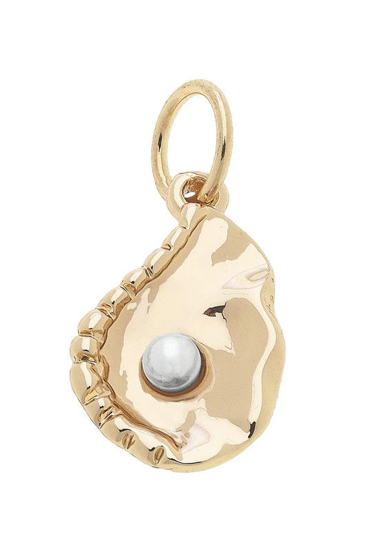 Oyster with Pearl Charm in Shiny Gold