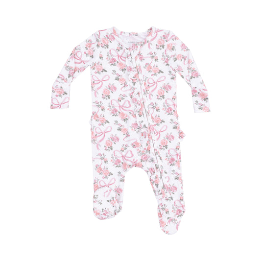 Angel Dear Ribbon & Flowers 2 Way Zipper Ruffle Footie