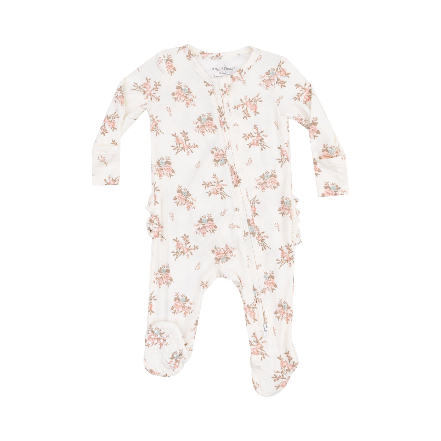 Angel Dear Vintage Rosebuds 2 Way Zipper Ruffle Footie
