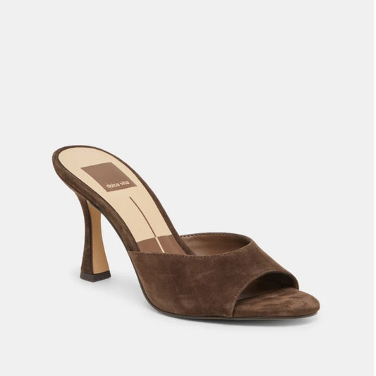 Dolce Vita Rosha Suede Slide Heel Sandal in Brown