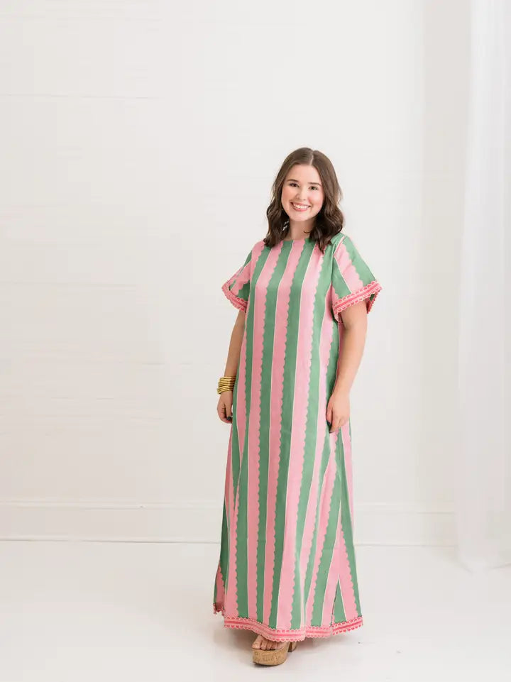 Resort Palace Palm Caftan Dress