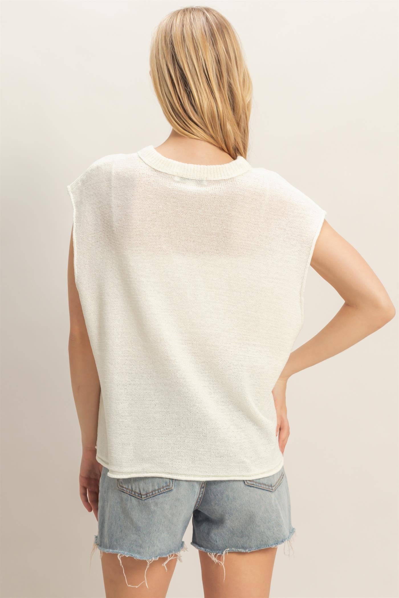 Ribbed Knit Top In White
