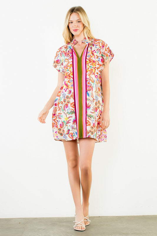 Short Sleeve Flower Dress