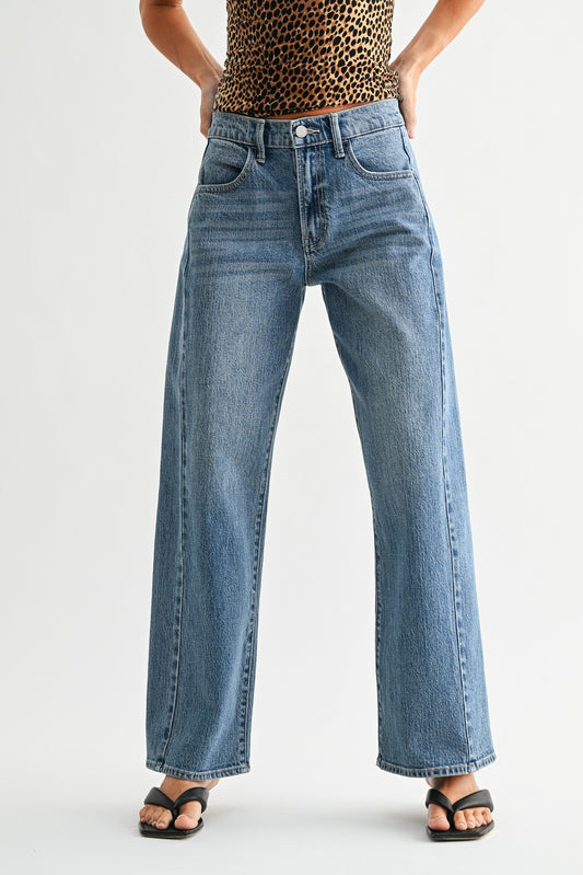 Sidney Stretch Slight Barrel Twist In Medium Denim