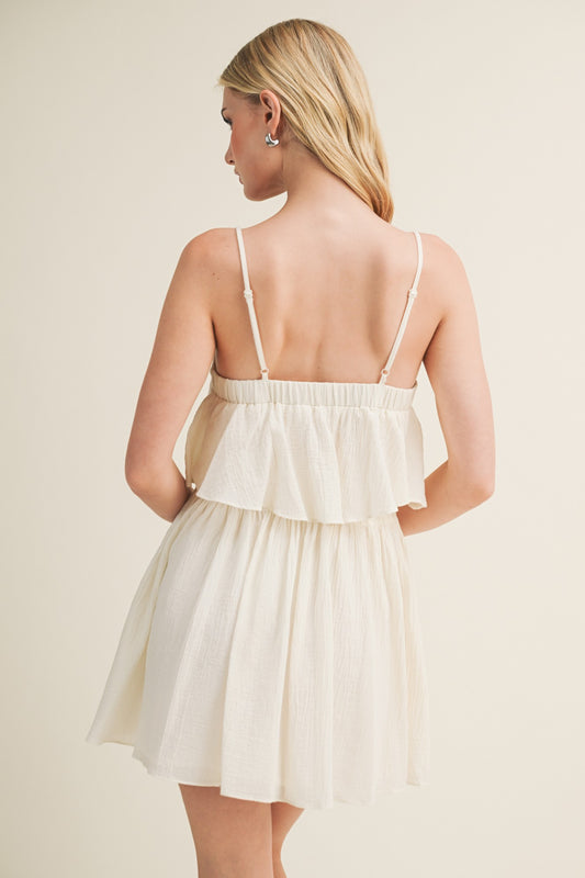 Smocked Waist Cami Mini Dress In Natural