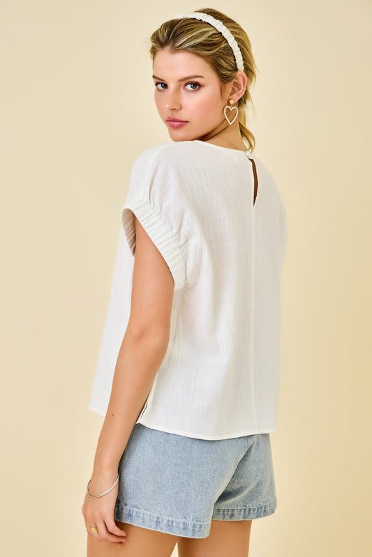 Spring Season Cotton Top In White