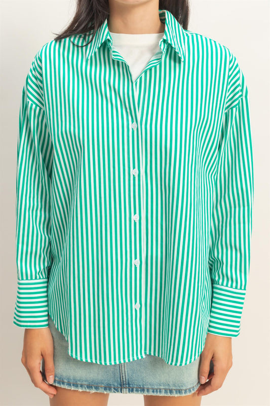 Sunday Stripes Poplin Shirt In Green