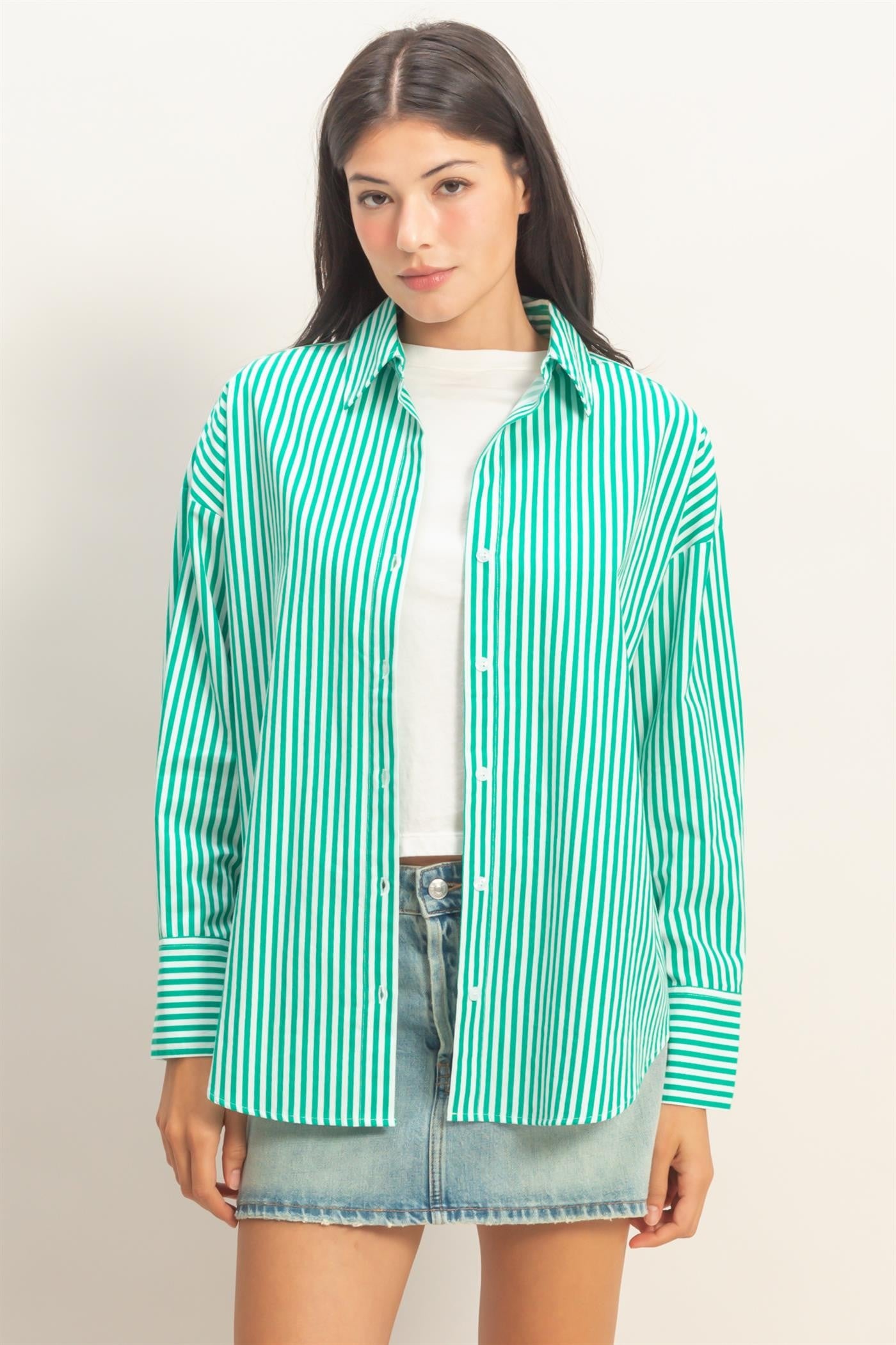 Sunday Stripes Poplin Shirt In Green