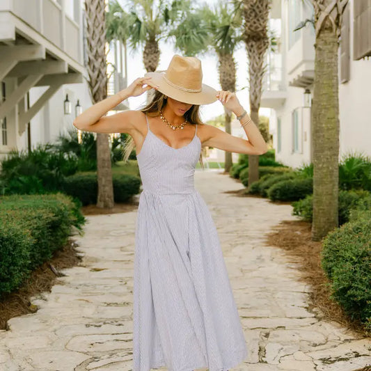 Tipsy Threads Natural Palm Hat In Gold