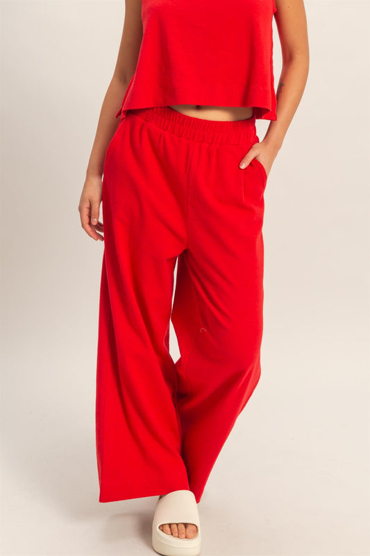 Travel Essential Pants Set In Red