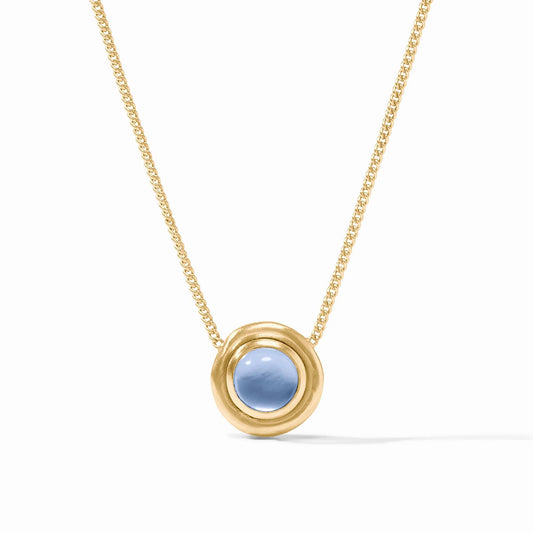 Julie Vos Wave Stone Delicate Necklace Iridescent Chalcedony Blue