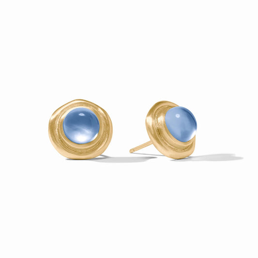 Julie Vos Wave Stone Stud Iridescent Chalcedony Blue