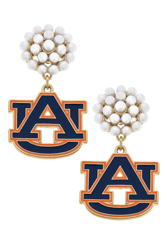 Auburn Tigers Pearl Drop Earrings