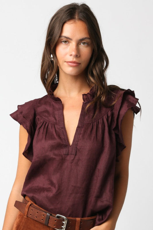 Gaia Ruffled Blouse In Berry