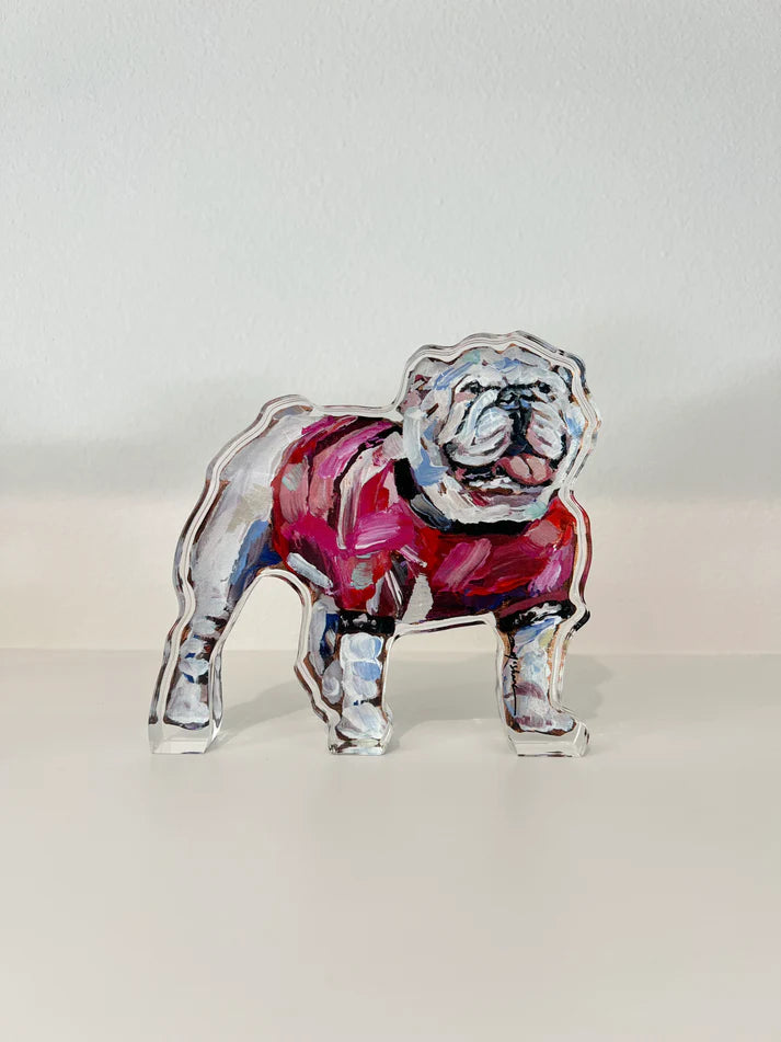 Chelsea McShane Art Bulldog Red Shirt Acrylic Mini