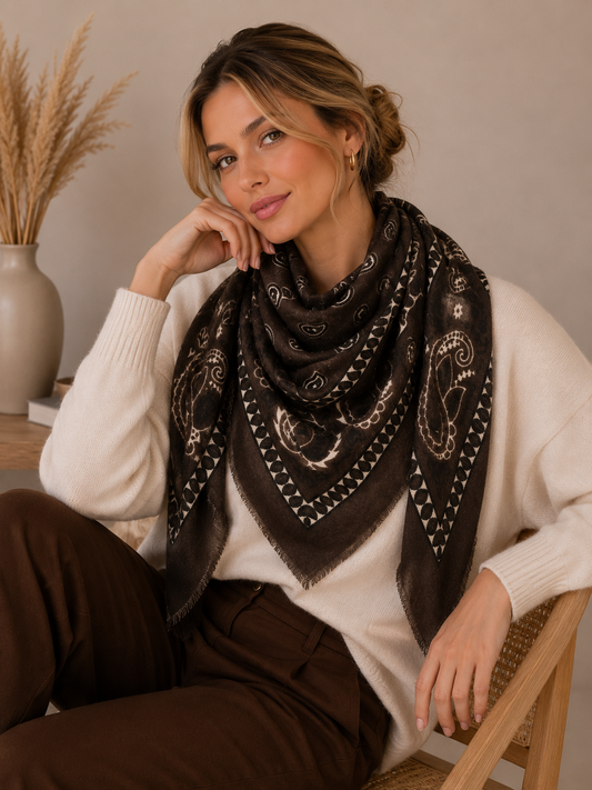 Sasha Large Wool Paisley Square
