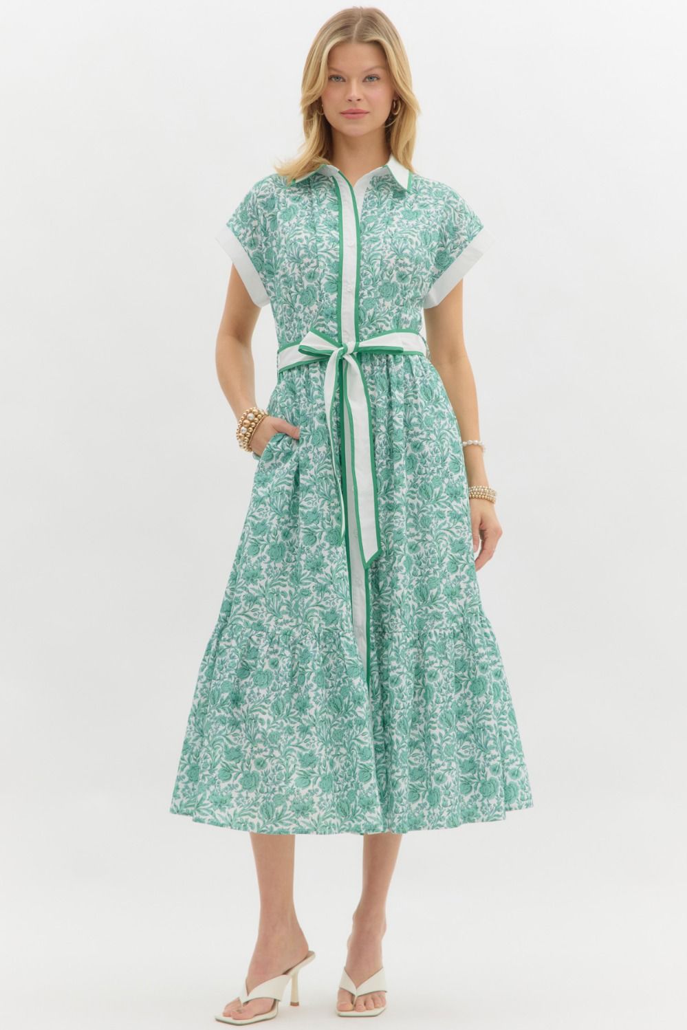 Oh Happy Day Green Floral Midi