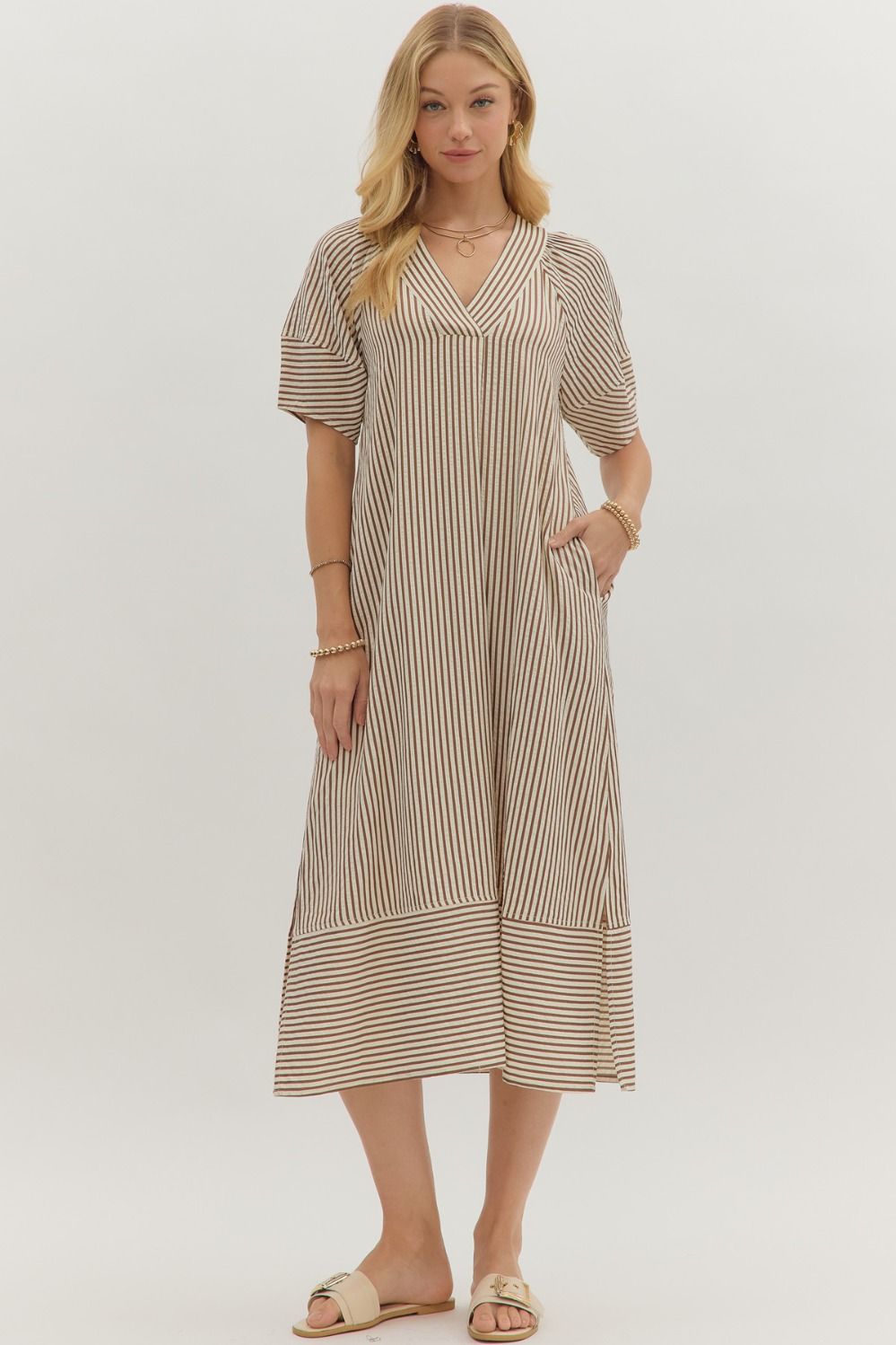 Fall Stripes Midi In Brown